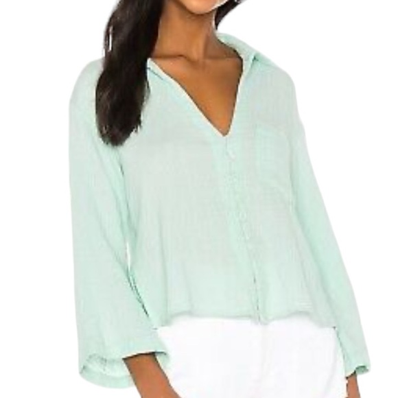 ELLEJAY Blake Blouse Mint Green Cotton Relaxed Fit XS MSRP $138 - Picture 4 of 11